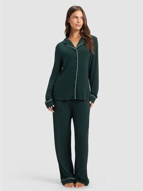 Cozy Earth Women's Bamboo Rib Knit Pajama Set in Spruce ✨Size S ✨ MSRP $148